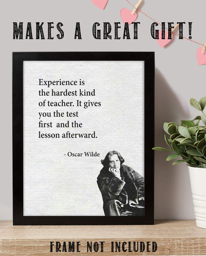 Oscar Wilde Quotes Wall Art-"Experience is the Hardest Teacher"- 8 x 10"-Typographic Portrait Print-Ready to Frame. Home-Class-Office D?cor. Philosophical &amp; Inspirational Poster Print for Everyone~