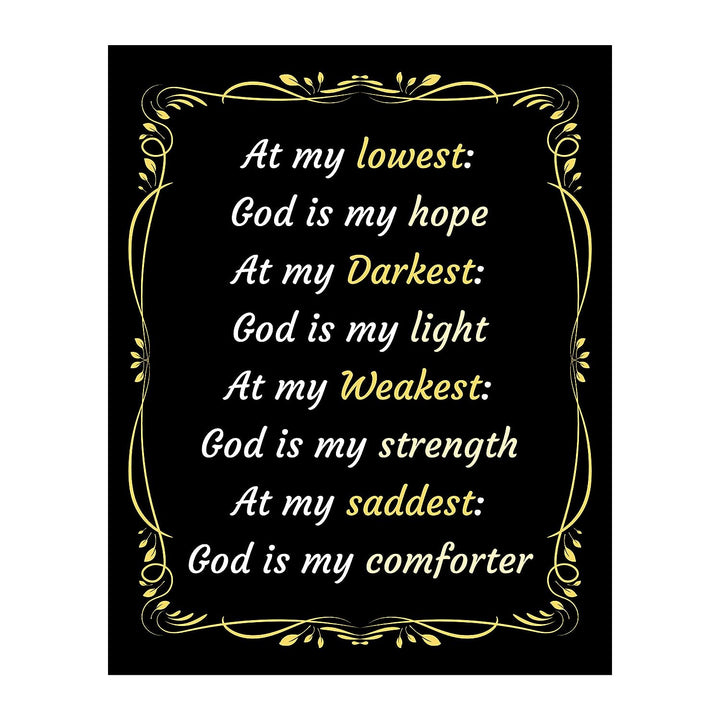 God Is My Hope-Light-Strength-Comforter-Spiritual Wall Art-8 x 10" Modern Typographic Poster Print-Ready to Frame. Inspirational Home-Office-Church D?cor. Great Christian Reminder of God&
