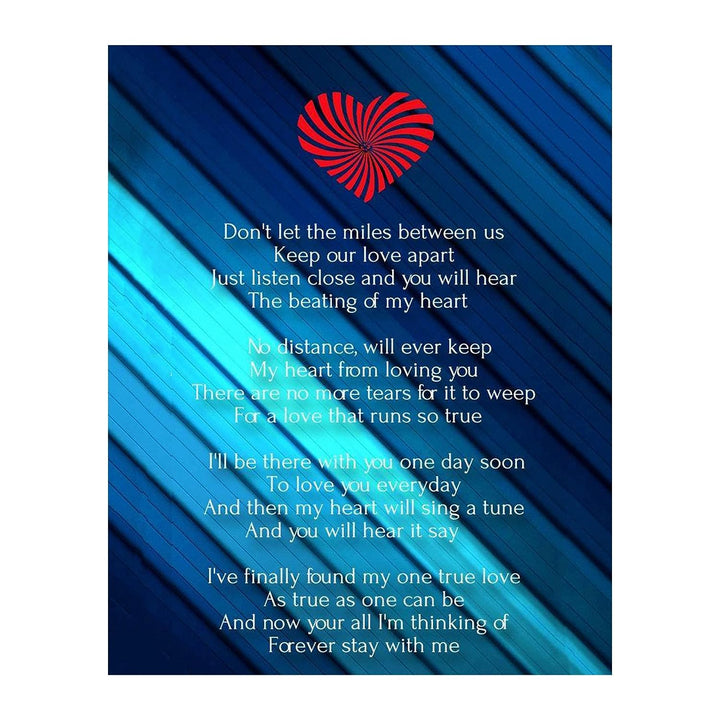 Miles Between Us- Love Letter-Wall Art Print-8 x 10" Wall Decor-Ready to Frame. Modern Typographic Print. Home-Bedroom-Romantic Decor. Let Your True Love Know the Distance Will Not Stop You.