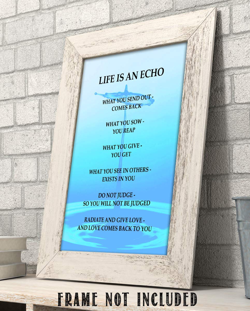 Life Is An Echo Quotes Wall Art Collection- Laws of Reciprocity- 8 x 10" Modern Art Wall Print-Ready to Frame. Inspirational Home-Studio-Office D?cor. Great Reminders on Karma. Makes a Perfect Gift!