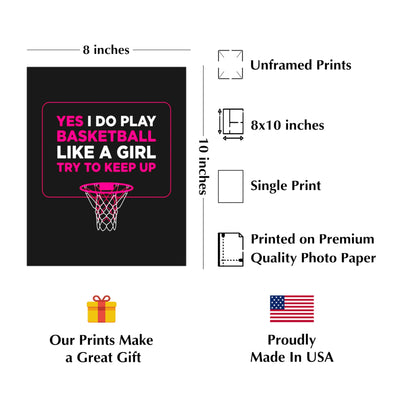 Girls' Basketball Motivational Quotes Wall Art – Smack Talk Typographic Print for Home, Bedroom, Locker Room and Gym Decor