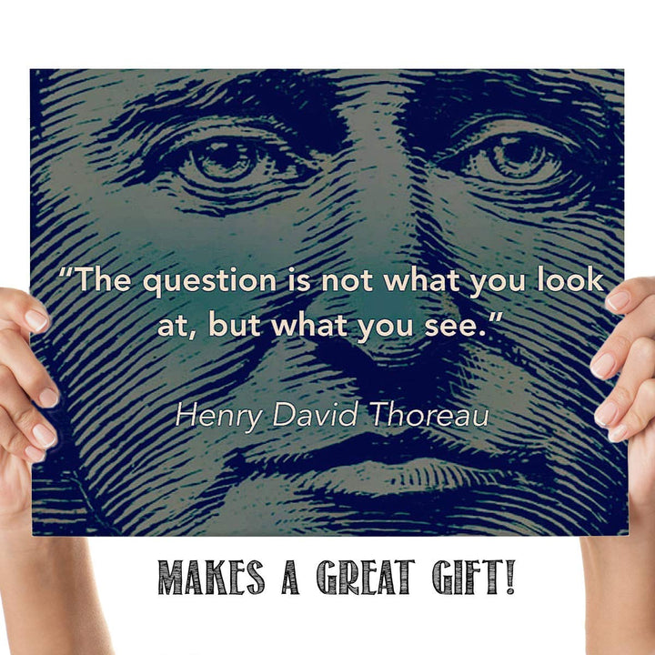 Henry David Thoreau Quotes Wall Art- ?The Question is- What You See.?- 10 x 8"-Typographic &amp; Silhouette Art Print-Ready to Frame. Home-Class-Office D?cor. Philosophical &amp; Inspirational for Students!