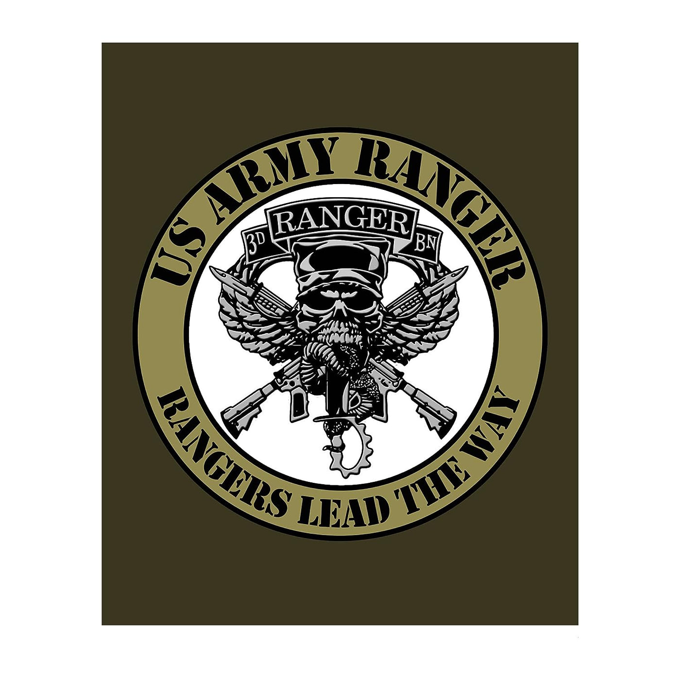 United States Army Ranger"Rangers Lead the Way" Logo -8 x 10"-Military Wall Art Print-Ready to Frame. Patriotic Home-Office-Cave Decor. Great Gift for All Who Served! Display Your Pride-Go Army!