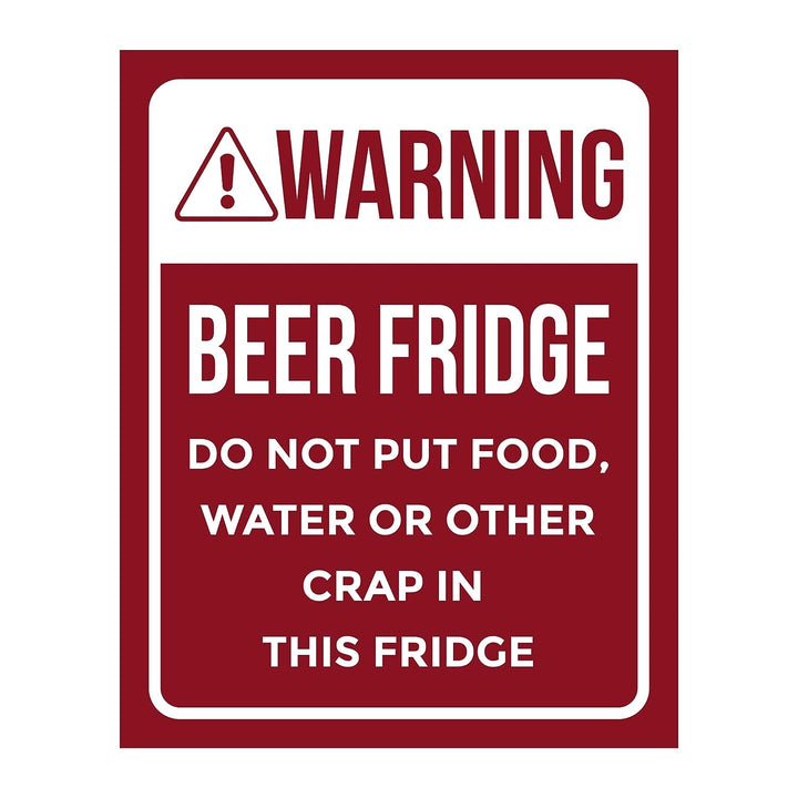 Warning - Beer Fridge -No Food Funny Beer &amp; Alcohol Sign -8 x 10" Rustic Home Bar Wall Art Print -Ready to Frame. Retro Decor for Patio-Garage-Shop-Pub-Man Cave Decorations! Printed On Photo Paper.