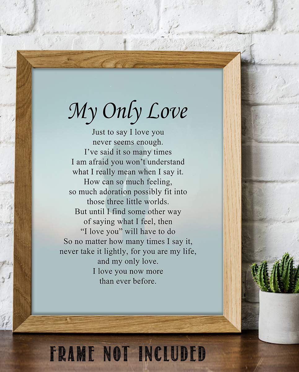 My Only Love- Romantic Love Letter- Wall Art Print-8 x 10" Wall Decor-Ready to Frame. Modern Design-Couple Silhouette Print. Home-Bedroom-Romantic Decor. Great Lasting Gift To Tell Them How You Feel