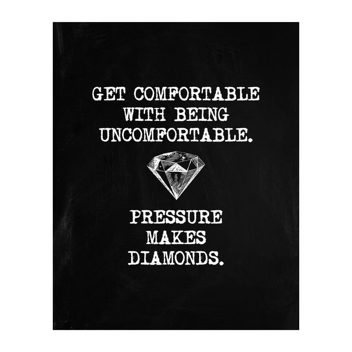 Pressure Makes Diamonds Motivational Wall Art -8 x 10" Modern Typographic Art Print w/Diamond Image-Ready to Frame. Inspirational Home-Office-Work-Classroom Decor. Great Gift for Motivation!