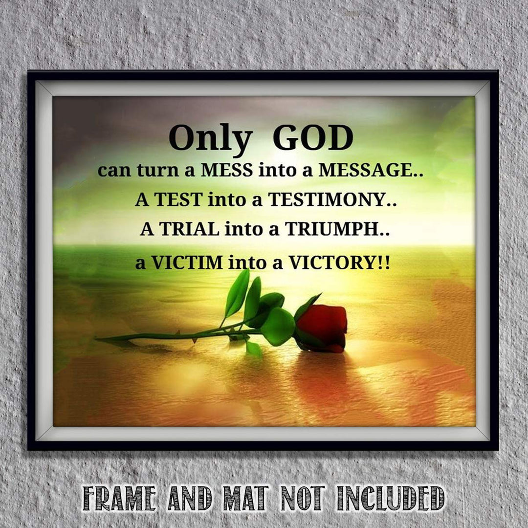 ONLY GOD- Turns Everything Into Victory!- 10 x 8" Spiritual Wall Decor. Modern Typographic Print-Ready to Frame. Home-Office D?cor. Great Christian Gift. Inspiring Reminder of God&