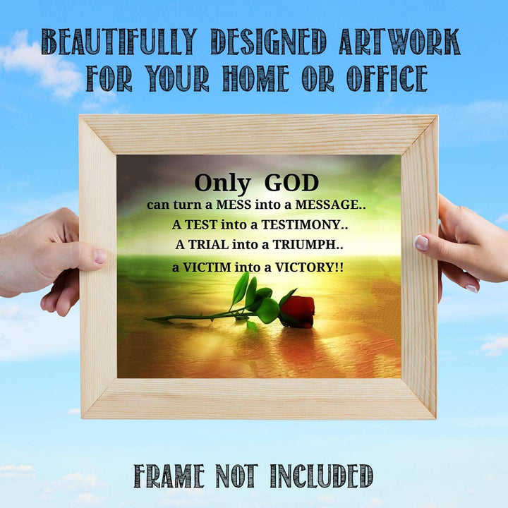 ONLY GOD- Turns Everything Into Victory!- 10 x 8" Spiritual Wall Decor. Modern Typographic Print-Ready to Frame. Home-Office D?cor. Great Christian Gift. Inspiring Reminder of God&