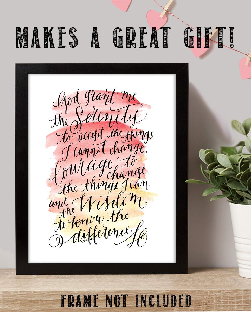 SERENITY PRAYER Script- 8 x 10"- Art Poster Print- Scripture Wall Art- Modern Art Typographic Design-Ready to Frame. Home- Church-Office D?cor-Christian Gifts. Inspiring &amp; Encouraging Verse for All.