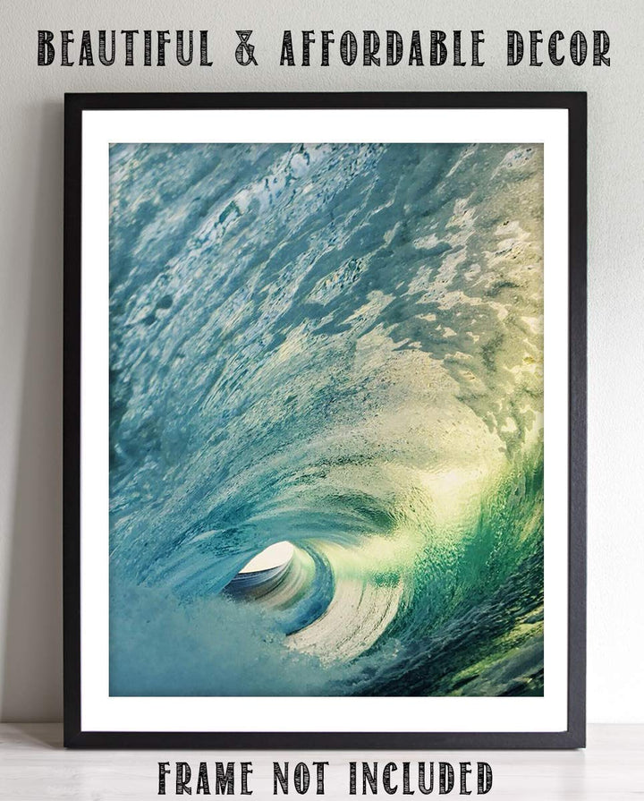 Inside the Pipeline - Funnel Wave - 8 x 10 Wall Art Print Ready to Frame. Modern Home D?cor, Office D?cor &amp; Wall Prints for Beach and Ocean Theme Wall Decor. Makes a Perfect Gift for Beach Lovers!