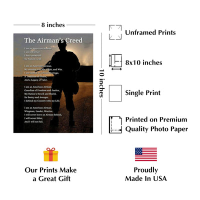 The Airman's Creed - US Air Force Military Wall Art, Wingman Military Wall Decor, Motivational Wall Art Print, Home Decor, Living Room Decor