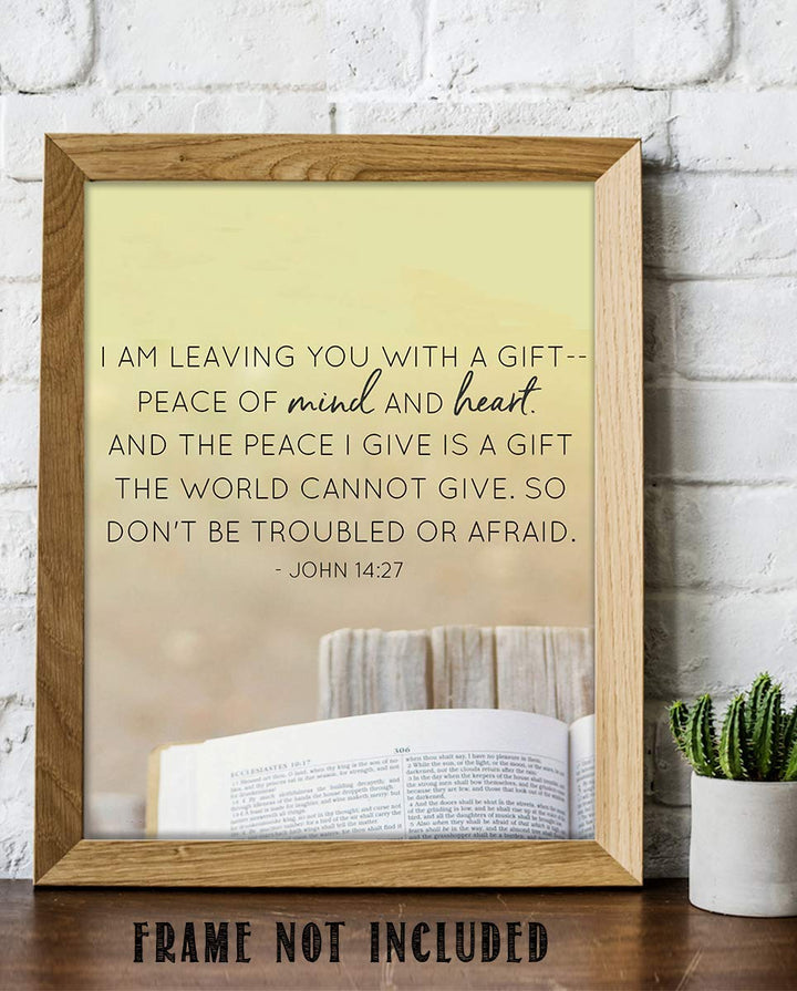I AM Leaving You With Peace The World Cannot Give-John 14:27- Bible Verse Wall Art-8x10"-Scripture Wall Print-Ready to Frame. Typographic Photo Design. Home &amp; Office D?cor. Christian Gift of Spirit!