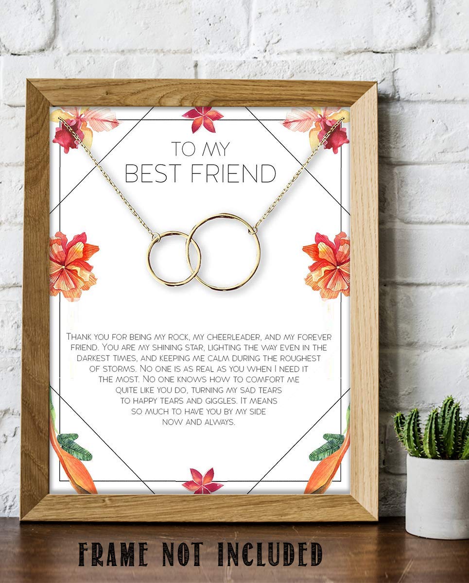 To My Best Friend- Thank You For Everything- 8 x 10"-Floral Wall Art Print- Ready to Frame. Perfect For Spouse, Life Partners &amp; BFF&