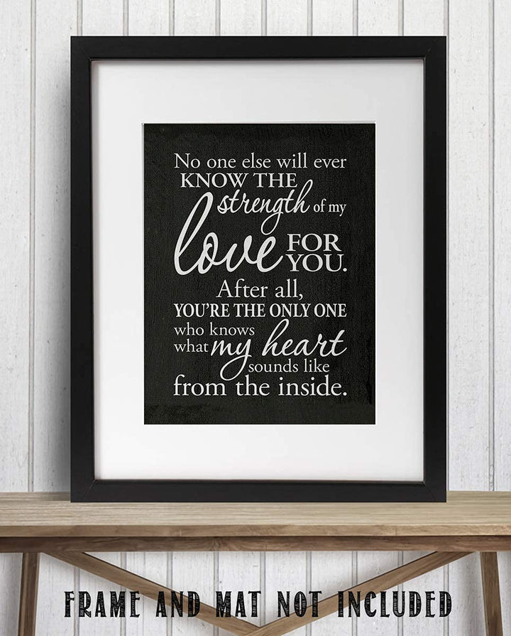 You Know What my Heart Sounds Like Inside-Love Letter-8 x 10"-Wall Art Print. Modern Typography Wall Decor-Ready to Frame. Home-Studio-Bedroom Decor. Lifetime Gift To Show the Strength of Your Love.