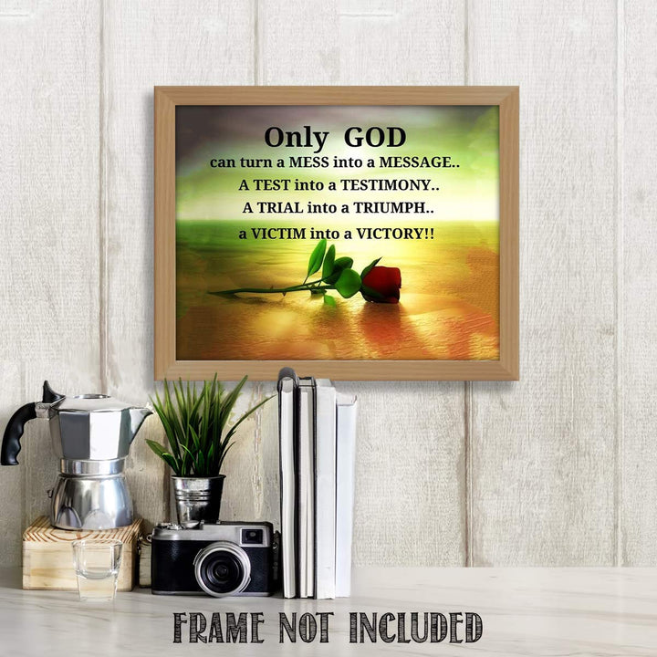 ONLY GOD- Turns Everything Into Victory!- 10 x 8" Spiritual Wall Decor. Modern Typographic Print-Ready to Frame. Home-Office D?cor. Great Christian Gift. Inspiring Reminder of God&