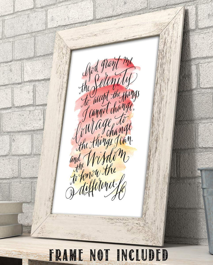 SERENITY PRAYER Script- 8 x 10"- Art Poster Print- Scripture Wall Art- Modern Art Typographic Design-Ready to Frame. Home- Church-Office D?cor-Christian Gifts. Inspiring &amp; Encouraging Verse for All.