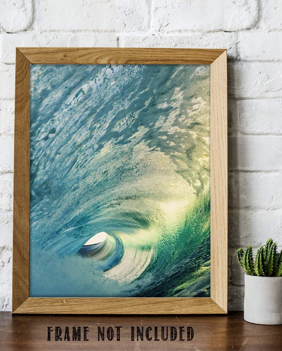 Inside the Pipeline - Funnel Wave - 8 x 10 Wall Art Print Ready to Frame. Modern Home D?cor, Office D?cor &amp; Wall Prints for Beach and Ocean Theme Wall Decor. Makes a Perfect Gift for Beach Lovers!