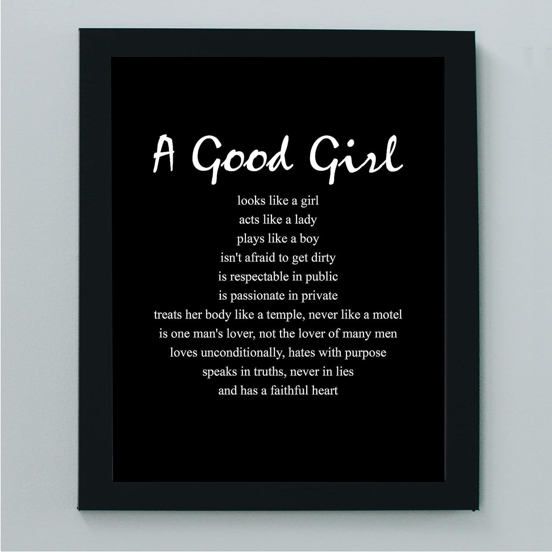 A Good Girl-Has A Faithful Heart-Inspirational Quotes Wall Art -8 x 10" Motivational Womens Typography Print-Ready to Frame. Positive Home-Girls Bedroom-Teen Decor. Great Gift to Empower Women!