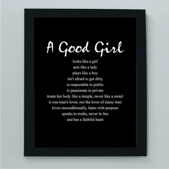 A Good Girl-Has A Faithful Heart-Inspirational Quotes Wall Art -8 x 10" Motivational Womens Typography Print-Ready to Frame. Positive Home-Girls Bedroom-Teen Decor. Great Gift to Empower Women!