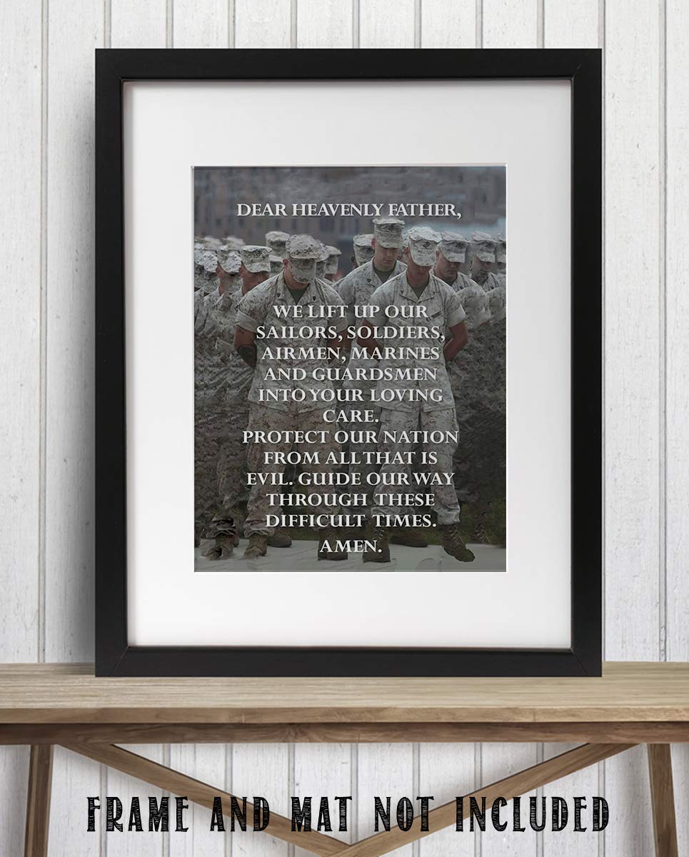 All Military Prayer- Wall Art Print- 8 x 10"-Ready to Frame. Father Protect Our Nations's Soldiers-Sailors-Airmen-Marines. Home-Office-Military D?cor. Encouraging Prayer for All Military & Family.