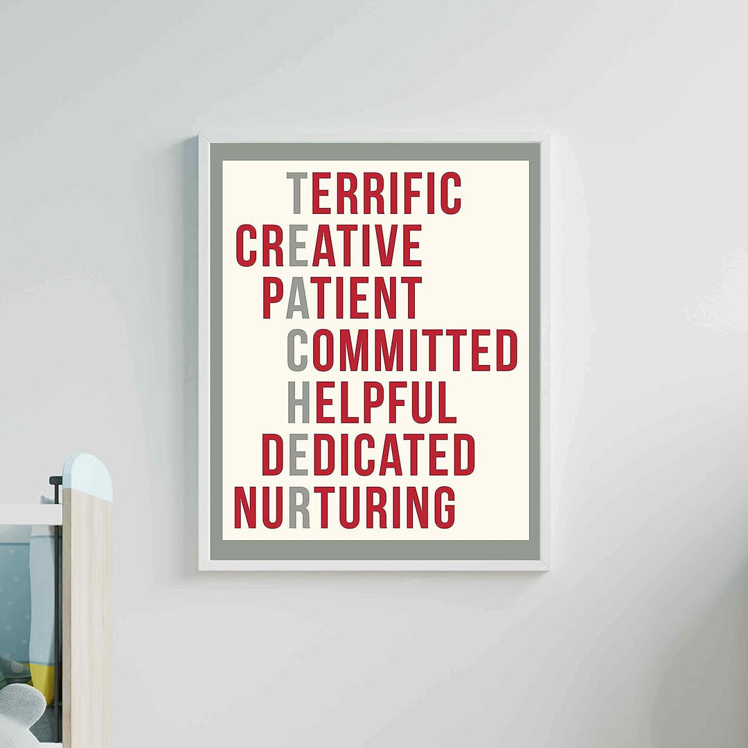 A Teacher Is. Inspirational Acronym Sign -11 x 14" Word Art Wall Print-Ready to Frame. Modern Typographic Design. Motivational Home-Office-Classroom Decor. Great Gift of Gratitude &amp; Appreciation!