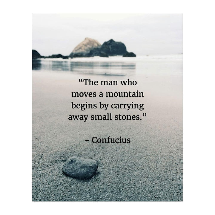 Confucius Quotes Art-"Move a Mountain"-8 x 10" Inspirational Wall Art-Ready to Frame. Motivational Wall Decor Ideal For Home-Office-Study. Makes a Perfect Gift of Encouragement for Friends &amp; Graduates