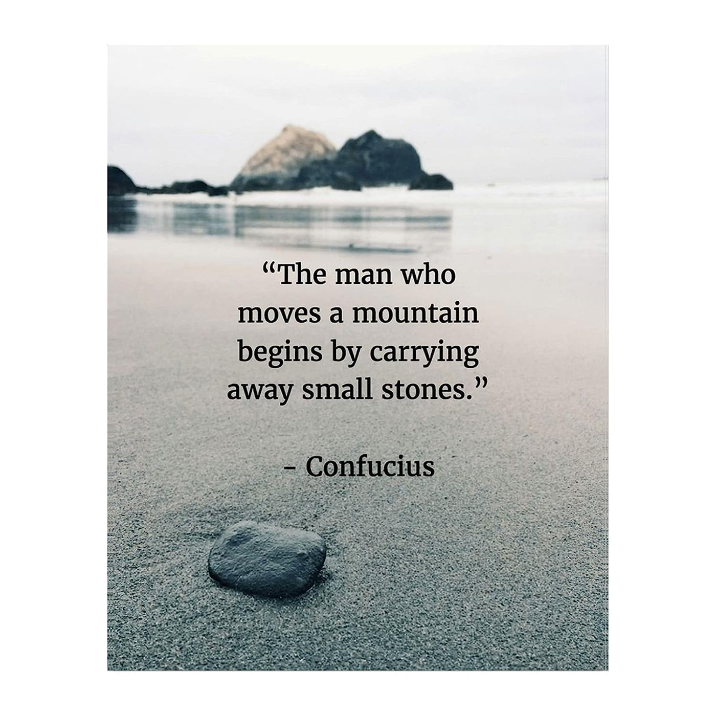 Confucius Quotes Art-"Move a Mountain"-8 x 10" Inspirational Wall Art-Ready to Frame. Motivational Wall Decor Ideal For Home-Office-Study. Makes a Perfect Gift of Encouragement for Friends & Graduates