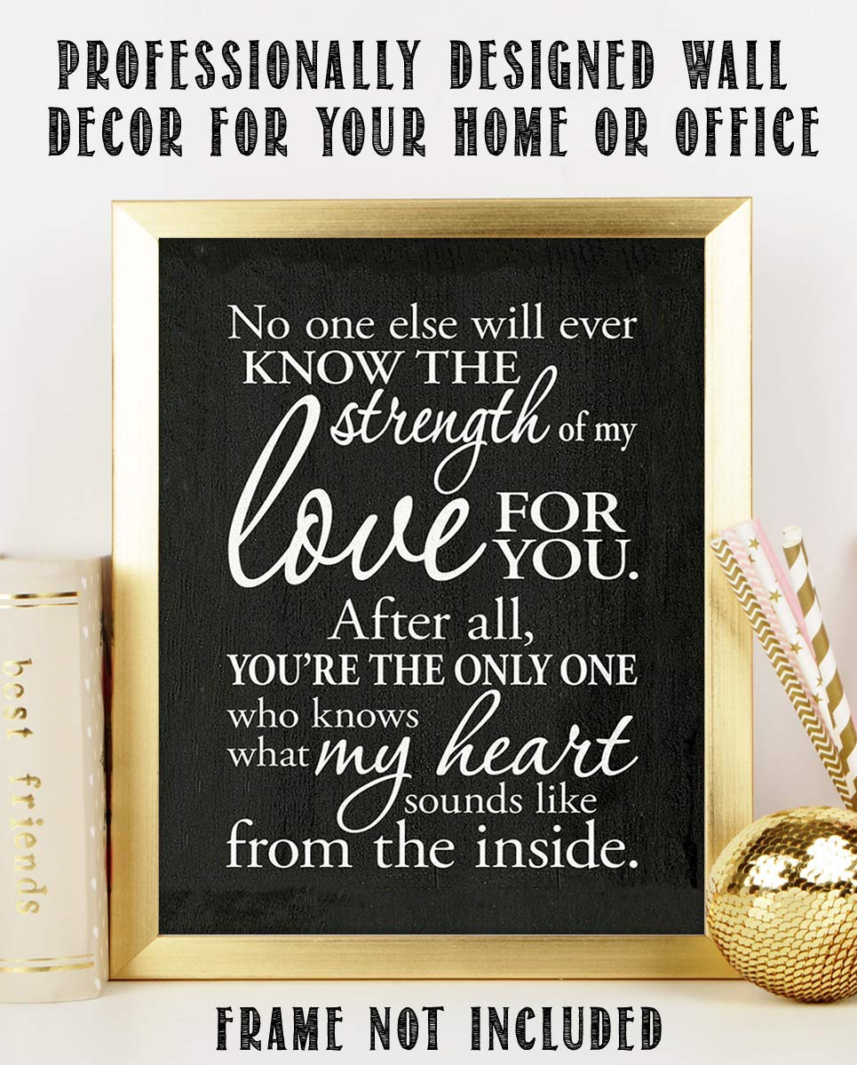 You Know What my Heart Sounds Like Inside-Love Letter-8 x 10"-Wall Art Print. Modern Typography Wall Decor-Ready to Frame. Home-Studio-Bedroom Decor. Lifetime Gift To Show the Strength of Your Love.