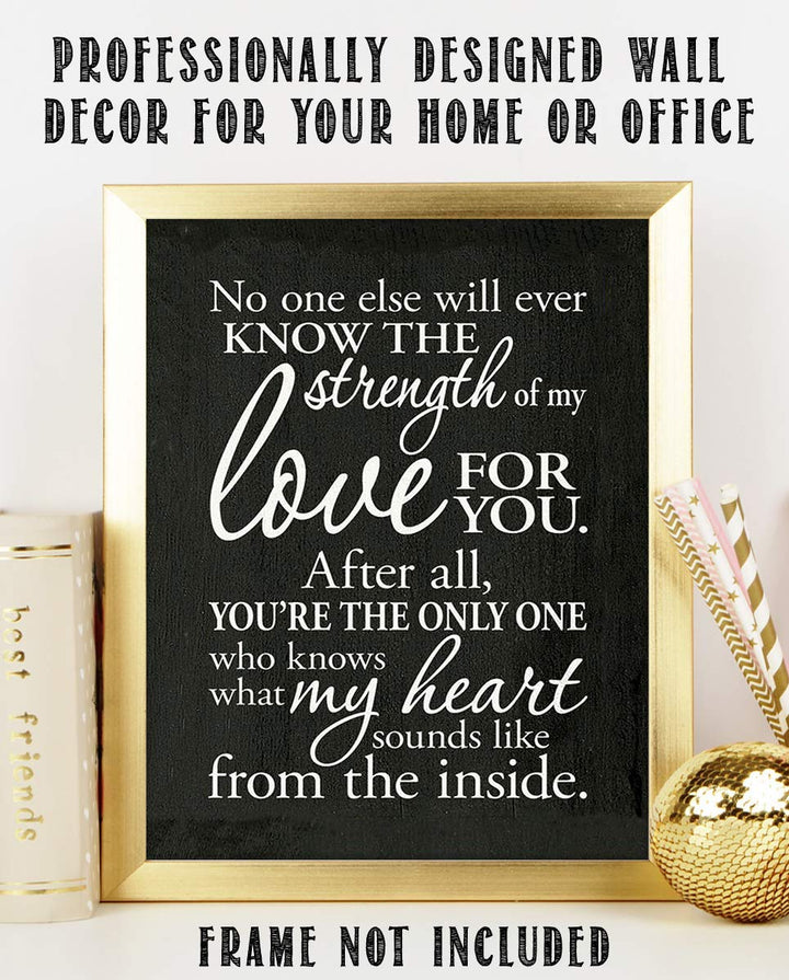 You Know What my Heart Sounds Like Inside-Love Letter-8 x 10"-Wall Art Print. Modern Typography Wall Decor-Ready to Frame. Home-Studio-Bedroom Decor. Lifetime Gift To Show the Strength of Your Love.