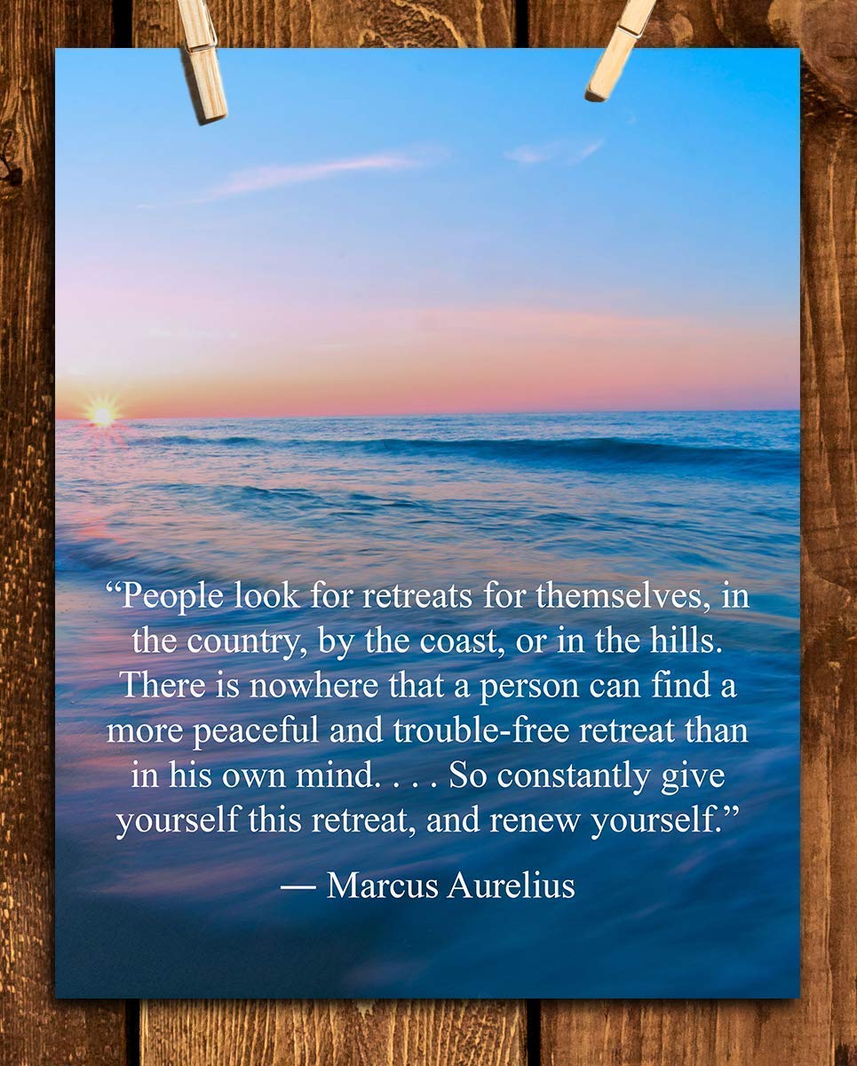 The Best Retreat-Marcus Aurelius Quotes Wall Art-8 x 10 Inspirational Wall Print-Ready to Frame. Modern Typographic Art for Home-Office-Classroom. Inspirational &amp; Philosophical Thought Sayings.