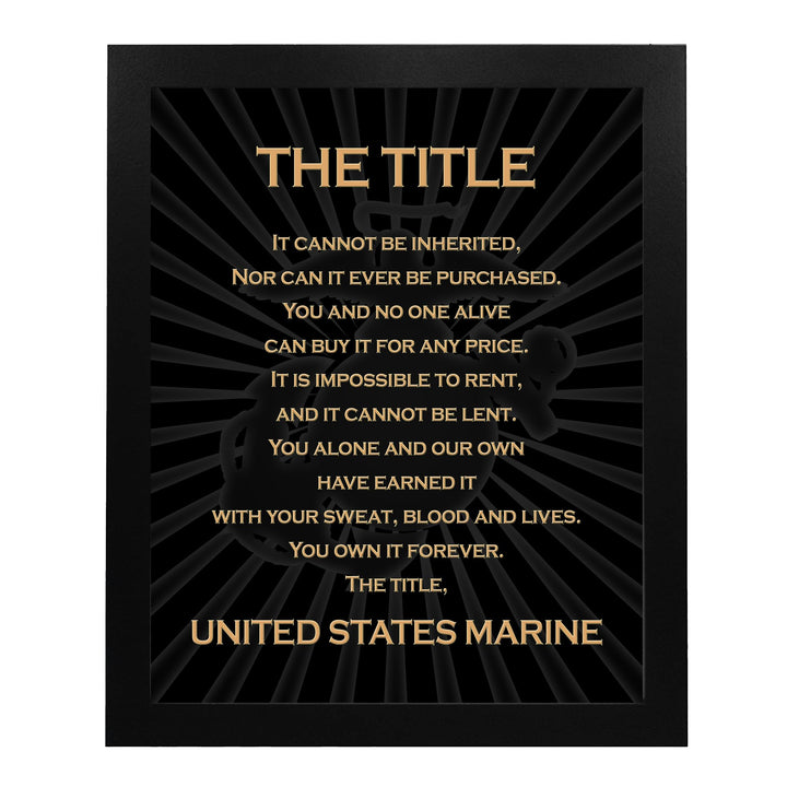 The Title - United States Marine Corps Poster - Military Wall Art Decor for Marines, Veterans, and Enthusiasts - Wall Art Print for Home and Military Spaces