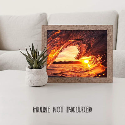 Heart Shaped Wave Sunset- Inside the Heart of the Ocean - 8 x 10 - Art Image Print Ready to Frame. Modern Home D?cor, Office D?cor & Wall Prints for Beach & Ocean Lover Themes. Makes a Perfect Gift!