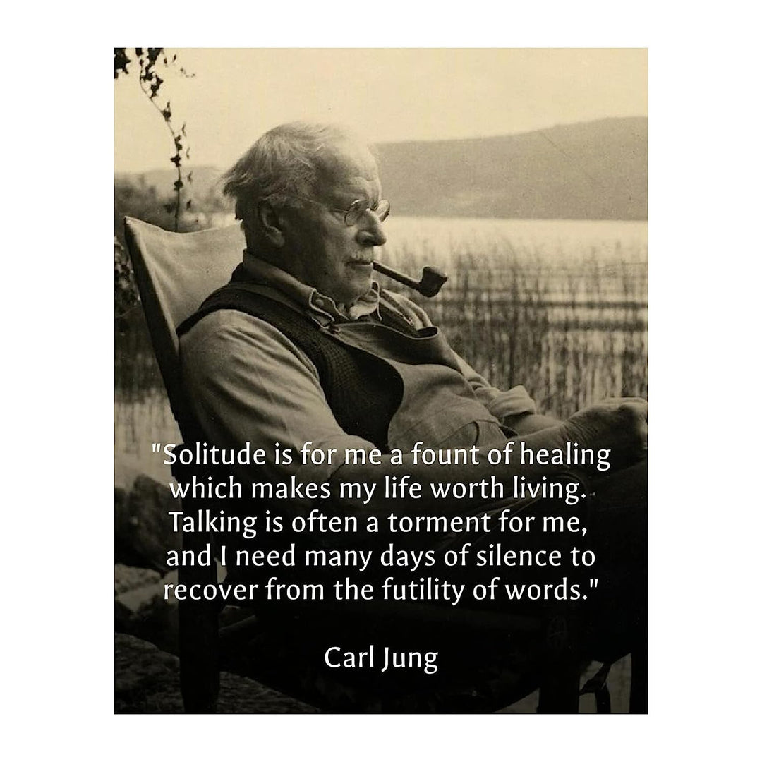 Carl Jung Quotes Wall Art-"Solitude is a Fount of Healing"- 8 x 10"-Typographic Portrait Print-Ready to Frame. Home-Class-Office D?cor. Philosophical &amp; Inspirational Poster Print for Students!