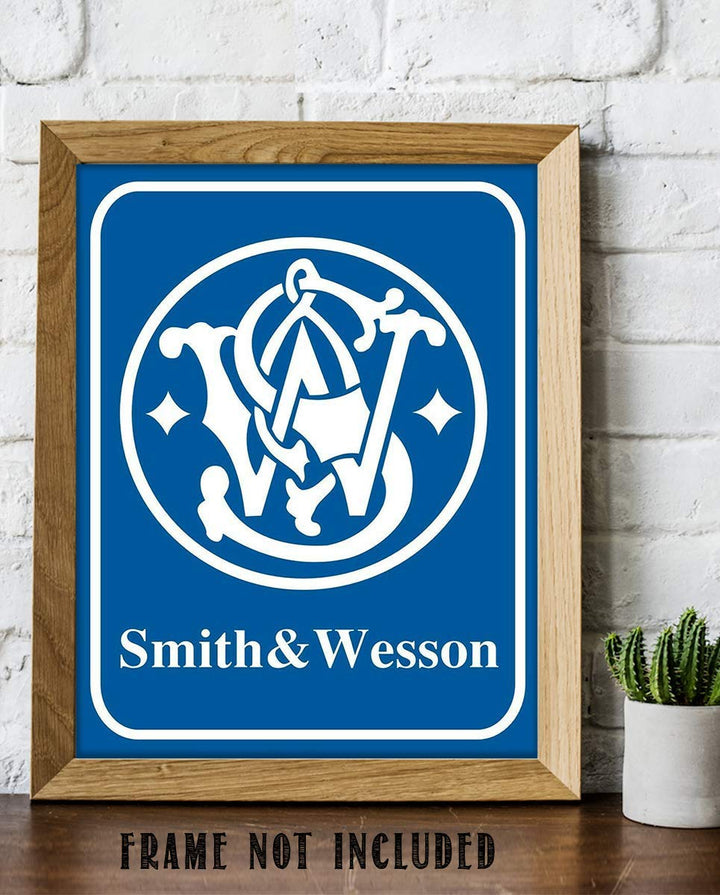 Smith &amp; Wesson- Logo Poster Print - 8 x 10"- Modern Gun Sign Replica Print-Ready to Frame. Perfect Home-Office-Lodge-Camp D?cor. Great Decor Addition For S &amp; W Gun Fans.