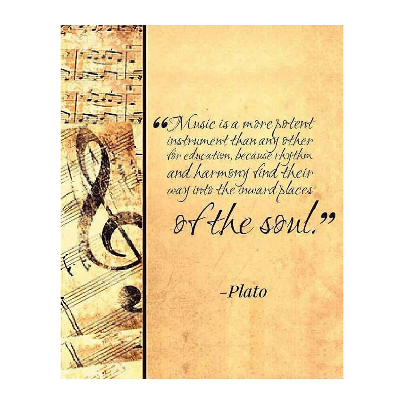 Plato Quotes Wall Art-"Music Finds Its Way Into Our Soul"- 8 x 10 Art Wall Print- Ready to Frame. Modern Home D?cor, Studio & Office D?cor. Makes a Perfect Gift for Music Inspiration & Philosophy.