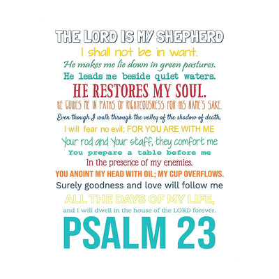 Psalm 23-The Lord Is My Shepherd Bible Verse Wall Art -11 x 14" Inspirational Scripture Wall Print- Ready to Frame. Religious Home-Office-Sunday School-Church Decor. Great Christian Gift of Faith!