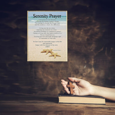 Serenity Prayer Wall Art – Christian Wall Decor with Starfish Scripture, Bible Verse Inspirational Wall Art Print for Living Room, Office, Church, or Beach House