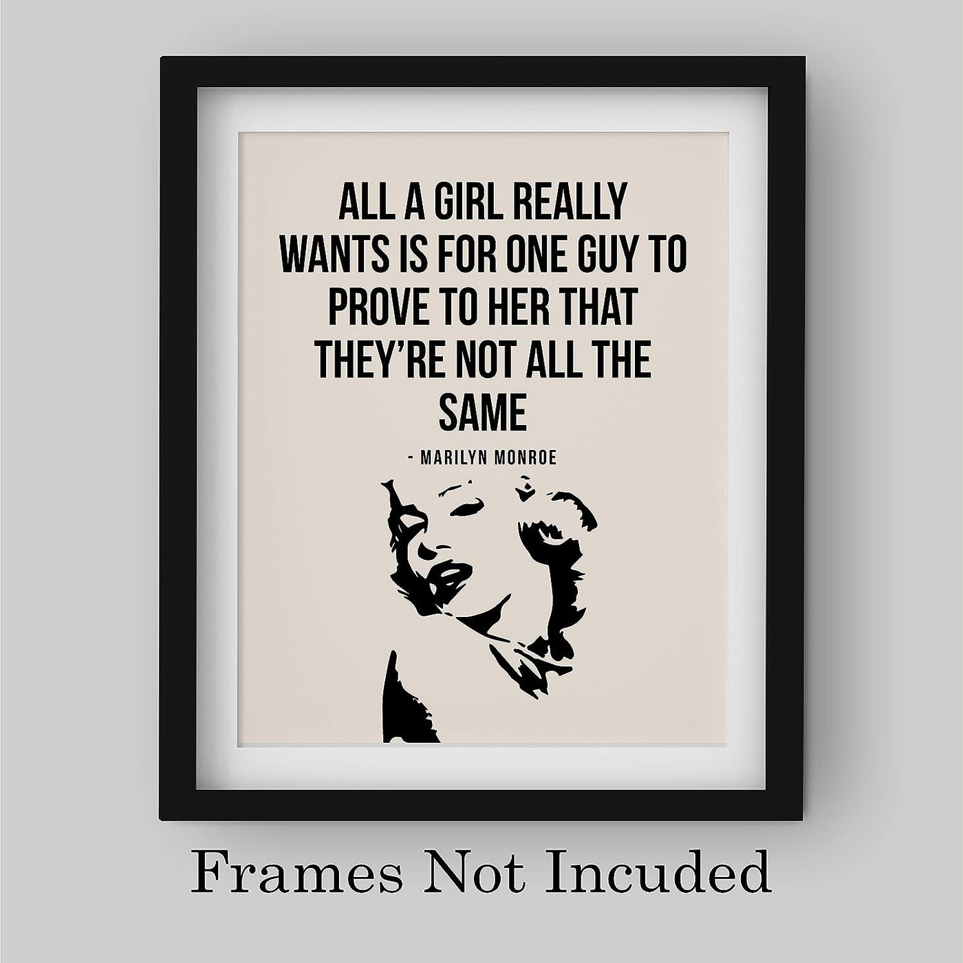 Marilyn Monroe Quotes-"All a Girl Really Wants"-Inspirational Wall Art -8 x 10" Retro Typographic Print w/Silhouette Image- Ready to Frame. Perfect Home-Office-Studio-Dorm Decor. Great Gift!