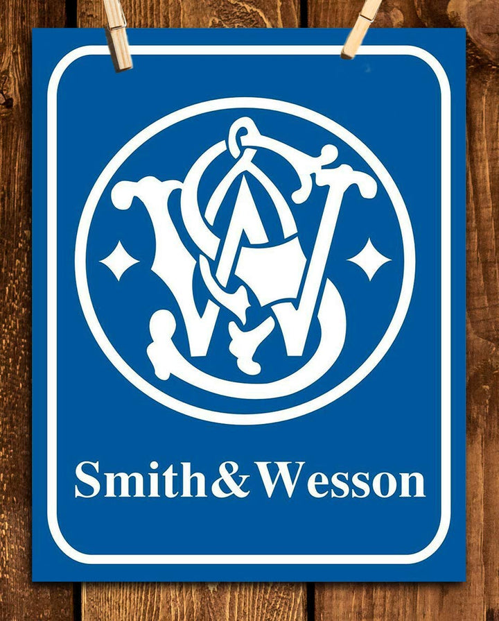 Smith &amp; Wesson- Logo Poster Print - 8 x 10"- Modern Gun Sign Replica Print-Ready to Frame. Perfect Home-Office-Lodge-Camp D?cor. Great Decor Addition For S &amp; W Gun Fans.