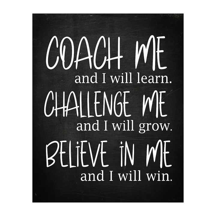 Coach Me &amp; I Will Learn Motivational Quotes Wall Sign -8 x 10" Inspirational Typographic Art Print -Ready to Frame. Modern Decoration for Home-Office-School-Gym Decor. Great Gift of Motivation!