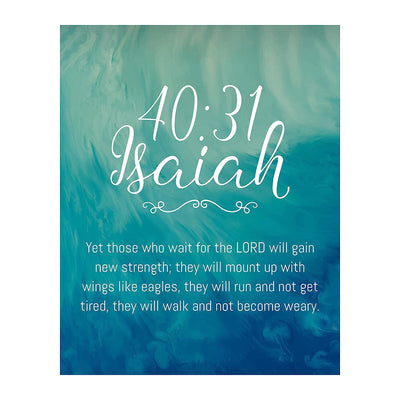 Isaiah 40:31-"Those Who Wait for the Lord Will Gain New Strength" Bible Verse Wall Art -11 x 14" Abstract Scripture Wall Print- Ready to Frame. Christian Home-Office-Sunday School-Church Decor.