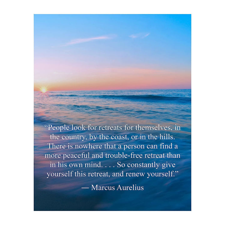 The Best Retreat-Marcus Aurelius Quotes Wall Art-8 x 10 Inspirational Wall Print-Ready to Frame. Modern Typographic Art for Home-Office-Classroom. Inspirational &amp; Philosophical Thought Sayings.