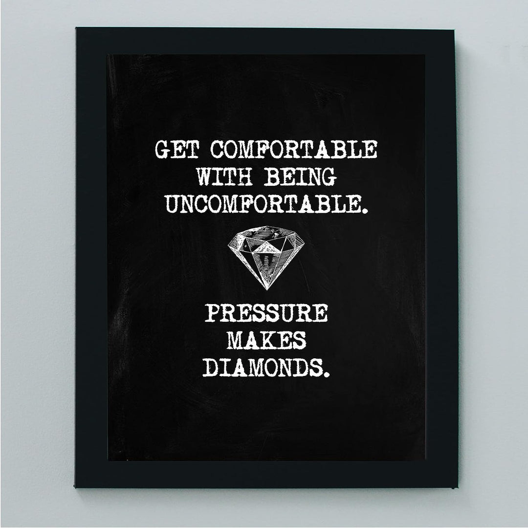 Pressure Makes Diamonds Motivational Wall Art -8 x 10" Modern Typographic Art Print w/Diamond Image-Ready to Frame. Inspirational Home-Office-Work-Classroom Decor. Great Gift for Motivation!