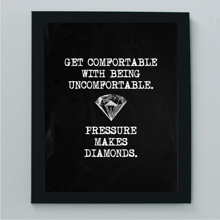 Pressure Makes Diamonds Motivational Wall Art -8 x 10" Modern Typographic Art Print w/Diamond Image-Ready to Frame. Inspirational Home-Office-Work-Classroom Decor. Great Gift for Motivation!