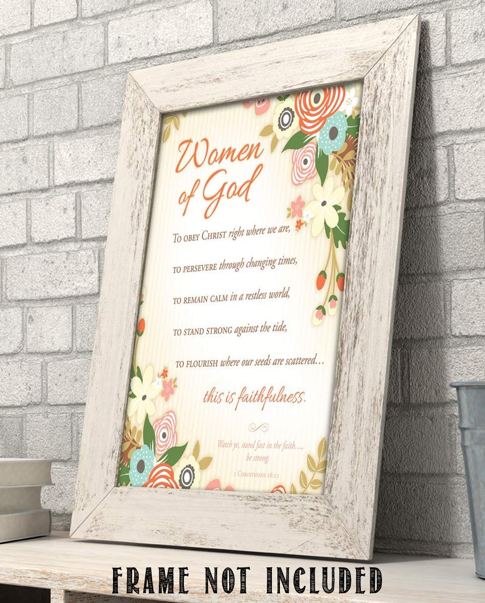 Women of God-Collection of Faithfulness 1 Cor 16:13- Bible Verse Wall Art-8x10"-Scripture Wall Print-Ready to Frame. Elegant Floral Design. Home Decor-Office D?cor-Christian Gifts. Her Best Traits!