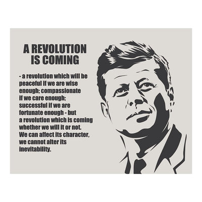 John F. Kennedy Quotes-"A Revolution Is Coming"-10x8" Political Wall Art Print-Ready to Frame. JFK Presidential Portrait Silhouette. Patriotic Home-Office-School-Library Decor! Great Historical Gift!