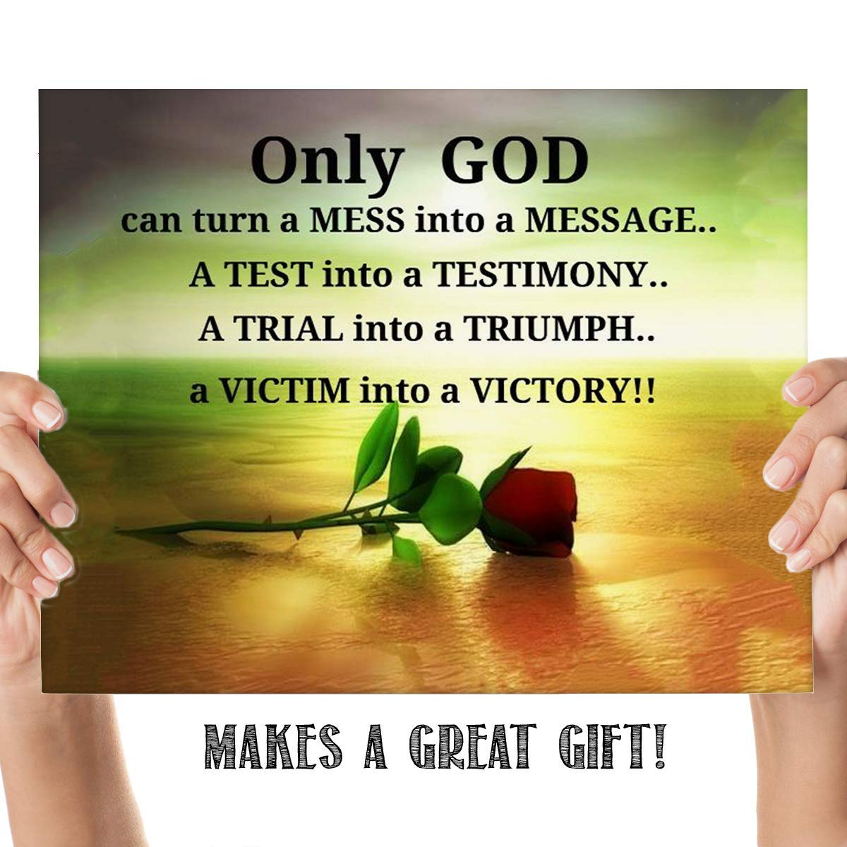 ONLY GOD- Turns Everything Into Victory!- 10 x 8" Spiritual Wall Decor. Modern Typographic Print-Ready to Frame. Home-Office D?cor. Great Christian Gift. Inspiring Reminder of God's Power.