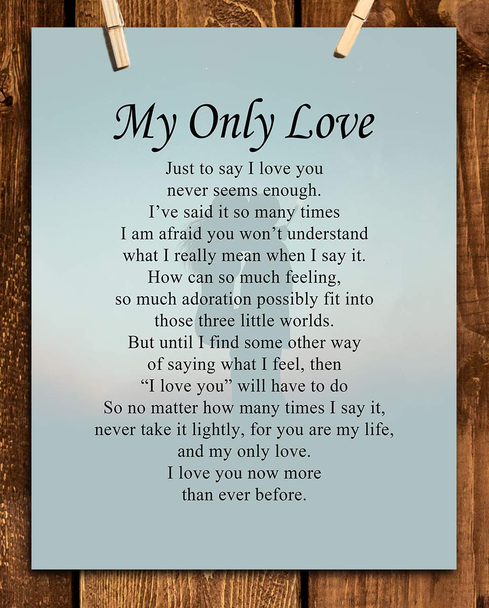 My Only Love- Romantic Love Letter- Wall Art Print-8 x 10" Wall Decor-Ready to Frame. Modern Design-Couple Silhouette Print. Home-Bedroom-Romantic Decor. Great Lasting Gift To Tell Them How You Feel