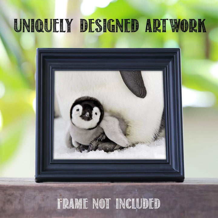 Adorable Baby Penguin &amp; Mom- 8 x 10" Print Wall Art- Ready to Frame- Home D?cor, Nursery D?cor &amp; Wall Prints for Animal Themes &amp; Children&