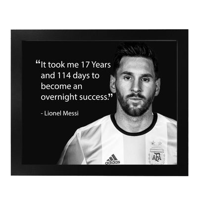 "Messi's Path to Success - 17 Years" - Inspirational Soccer Quote Wall Art Print - Motivational Wall Decor for Bedroom, Home, Office and Classroom